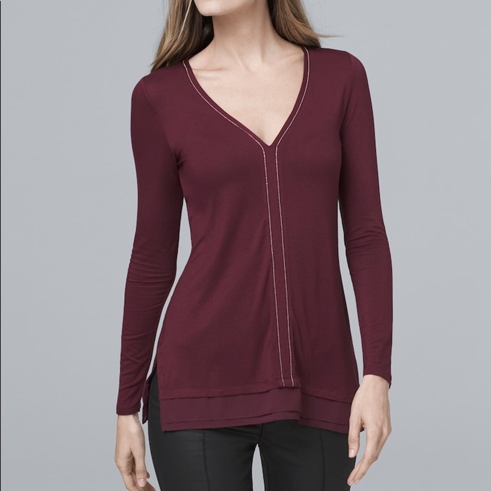 White House Black Market Chain-Detail Long Sleeve